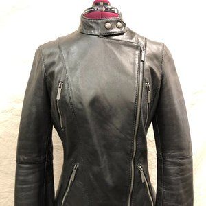 Michael Kors Leather, Moto-Style, Black Jacket
